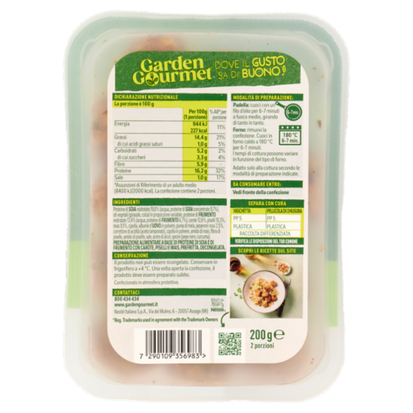 GARDEN GOURMET Polpette Veggie Vegetariane con Soia, Frumento e Verdure 2 porzioni 200g