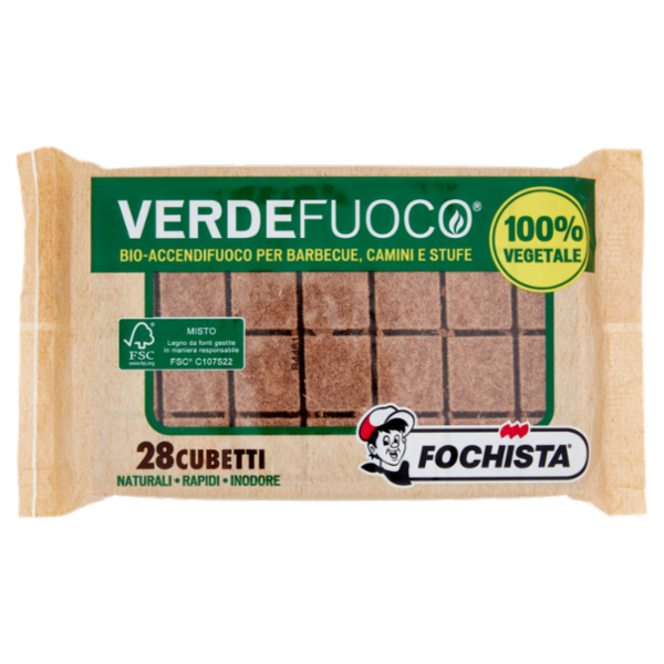 Fochista Verdefuoco Bio-Accendifuoco per Barbecue, Camini e Stufe 28 pz