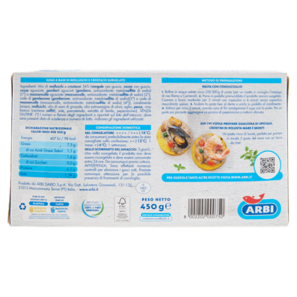 Arbi Condiscoglio Sugo Pronto ai Frutti di Mare 450 g