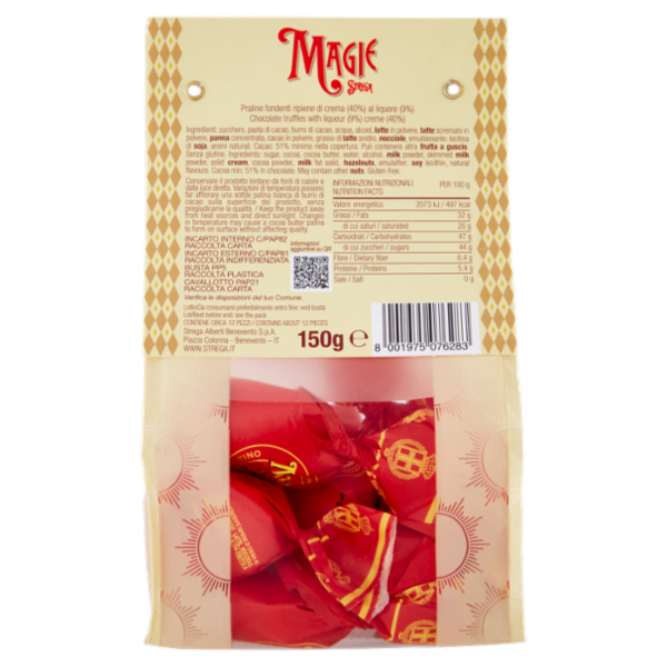 Strega Magie al Liquore Strega Praline di Cioccolato Fondente 150 g