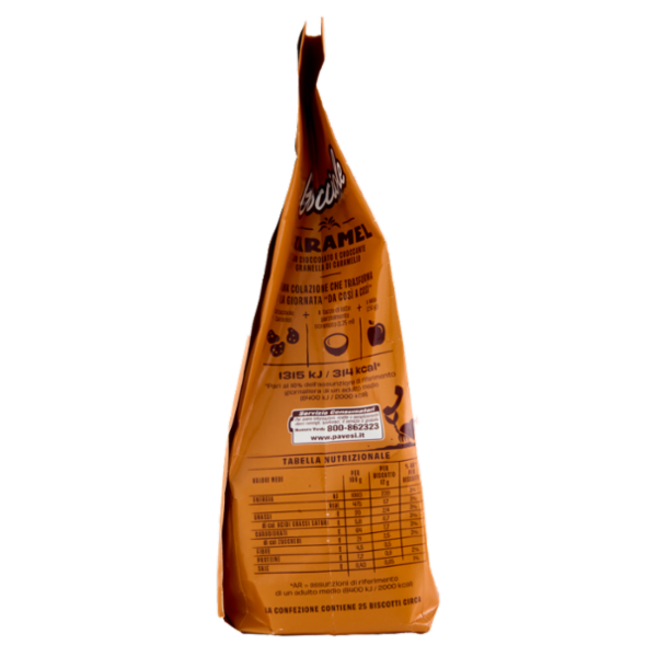 Pavesi Gocciole Caramel Biscotti con Gocce di Cioccolato e Granella di Caramello 300g