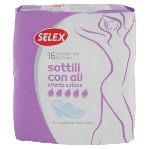 Selex Assorbenti Sottili con Ali Effetto Cotone Ripiegati 16 pezzi