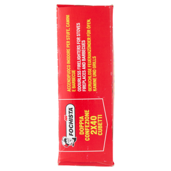 Fochista Accendifuoco Formula Inodore Premium Quality per Stufe, Camini e Barbecue Cubetti 2 x 40 pz