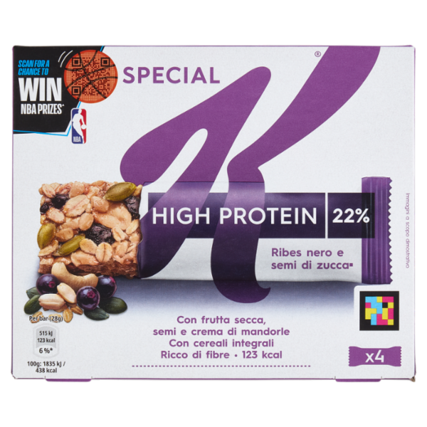 Kellogg's Special K High Protein 22% Ribes nero e semi di zucca 4 x 28 g