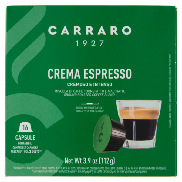 Carraro Crema Espresso Capsule Compatibili Nescafé* Dolce Gusto* 16 x 7 g
