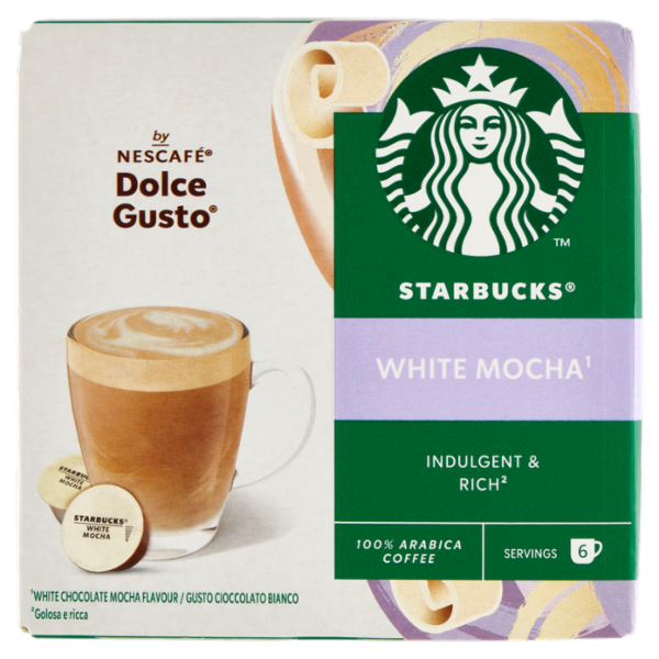 STARBUCKS White Mocha by Nescafé Dolce Gusto Latte al Cioccolato Bianco con Caffè 12 Capsule 123 g