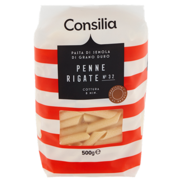 Consilia Pasta di Semola Trafilata al Bronzo Penne Rigate 500 g
