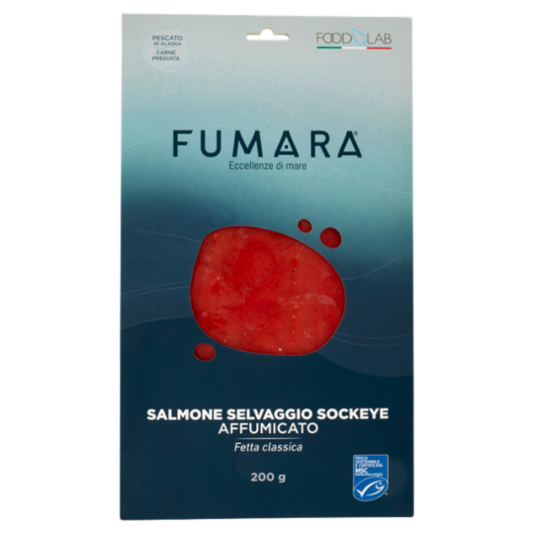 Fumara Salmone Selvaggio Sockeye Affumicato Fetta classica 200 g
