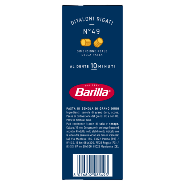 Barilla Pasta Ditaloni Rigati n.49 500g