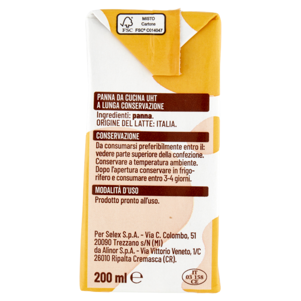Selex Panna da Cucina Uht 200 ml