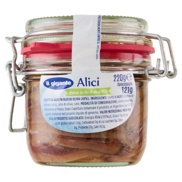 IL GIGANTE Alici distese in olio di oliva (45%) 220 g