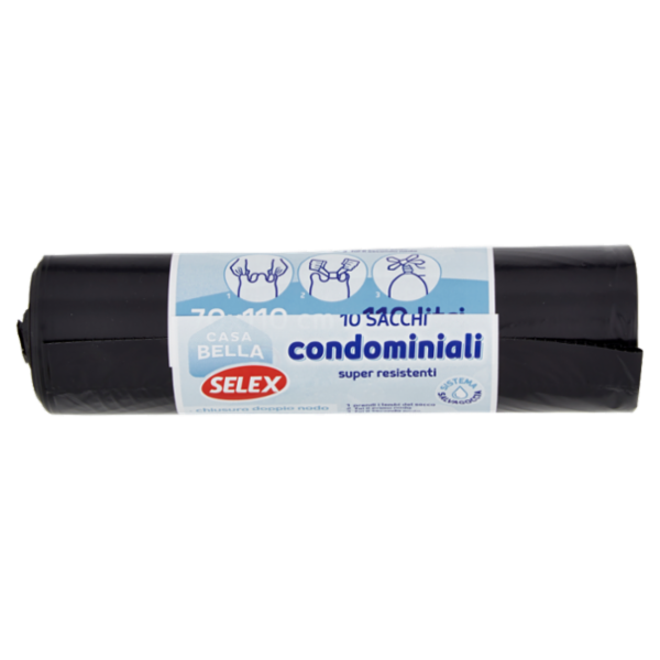 Selex Casa Bella Sacchi Condominiali Nero Chiusura Doppio Nodo Cm 70X110 10 pezzi