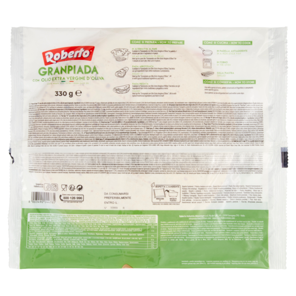 Roberto Granpiada con Olio Extra Vergine d'Oliva 3 Piadine 330 g