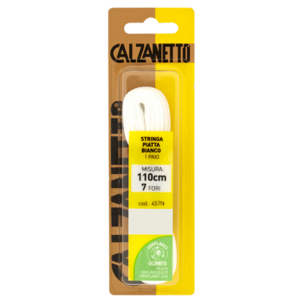 Calzanetto Stringa piatta 110 cm Bianco 1 Paio