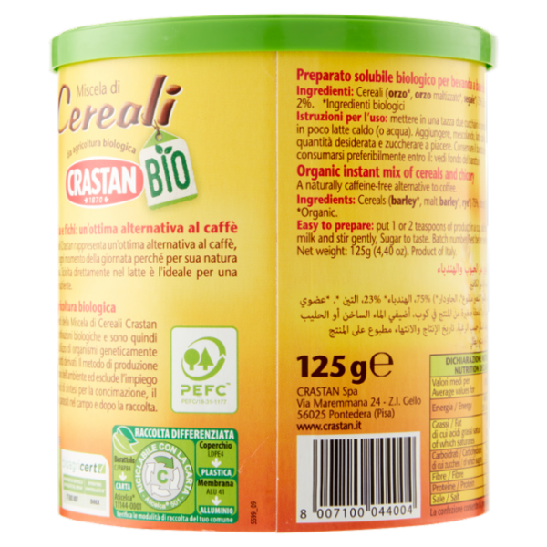 Crastan Bio Miscela di Cereali Solubile 125 g