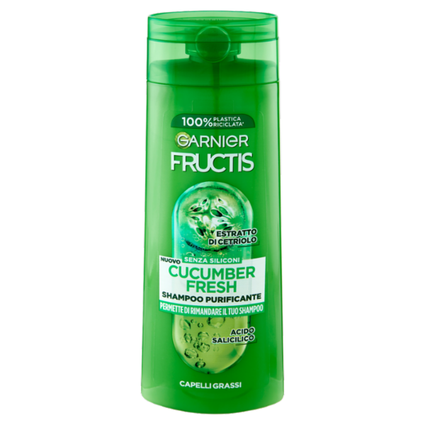 Garnier Fructis Shampoo Cucumber Fresh, shampoo purificante per capelli grassi, 250 ml