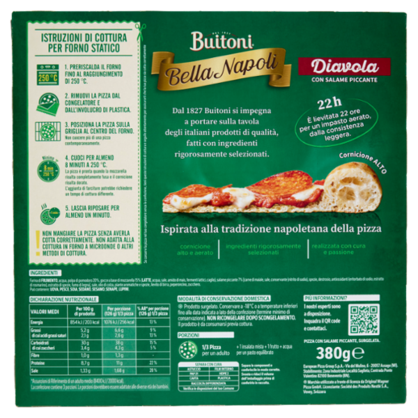 Buitoni Bella Napoli Diavola Pizza surgelata 380 g
