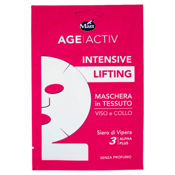Matt Age Activ Intensive Lifting Maschera in Tessuto Viso e Collo Siero di Vipera 3 Alpha Plus 20 ml