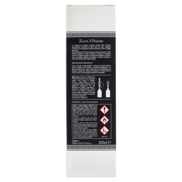 Tesori d'Oriente Muschio Bianco Diffusore di Profumo Aromatico con Bastoncini 200 ml