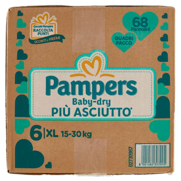 Pampers Baby-dry XL 68 pz