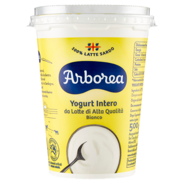 Arborea Yogurt Intero da Latte di Alta Qualità Bianco 500 g