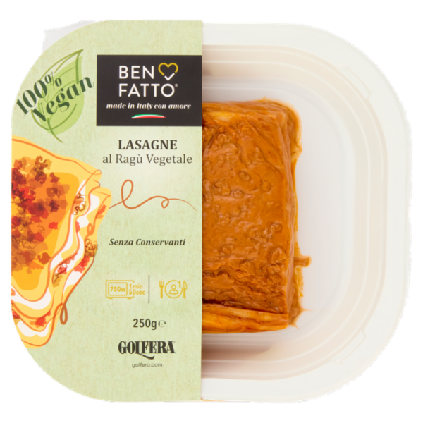 Golfera Ben Fatto Lasagne al Ragù Vegetale 250 g