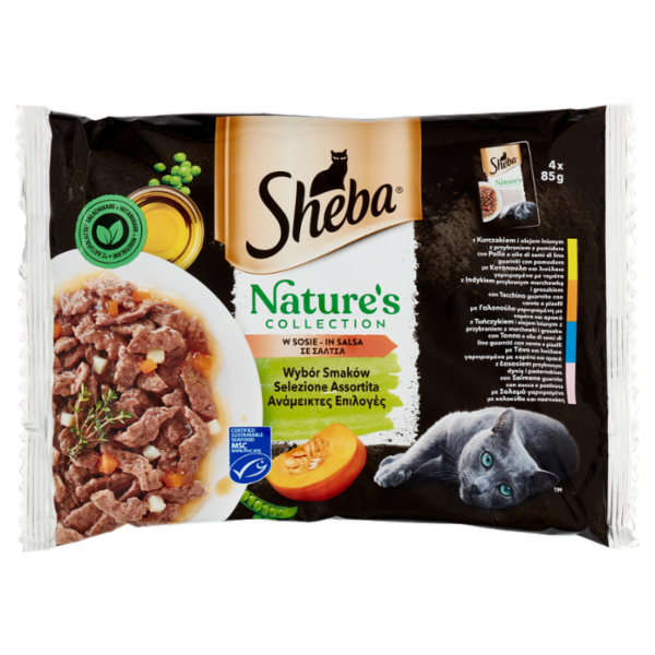 Sheba Nature's Collection Cibo Umido Gatto Selezione Assortita in Salsa 4 bustine da 85g