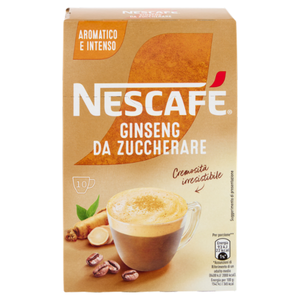 NESCAFÉ Ginseng da Zuccherare Caffè Solubile con Ginseng, 10 Bustine 60g