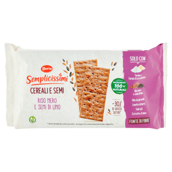 Doria Semplicissimi Crackers Riso Nero e Semi di Lino - 245 g