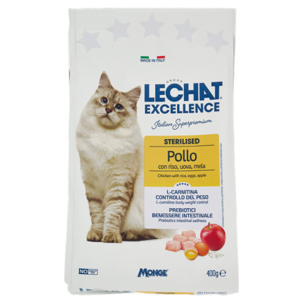 Le Chat Excellence Sterilised Pollo con riso, uova, mela 400 g