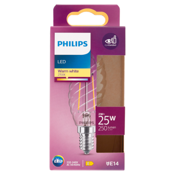 Philips Led tortiglione filamento 25W E14 2700K