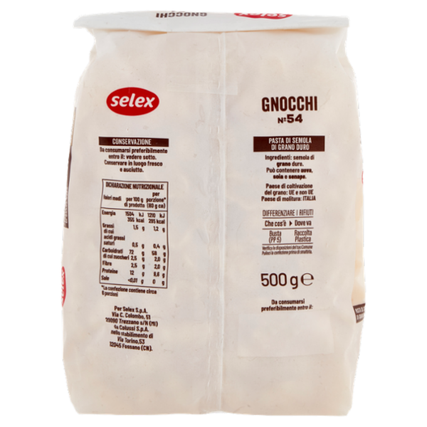 Selex Pasta di Semola Trafilata al Bronzo Gnocchi 500 g