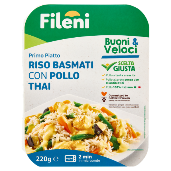 Fileni Buoni & Veloci Primo Piatto Riso Basmati con Pollo Thai 220 g
