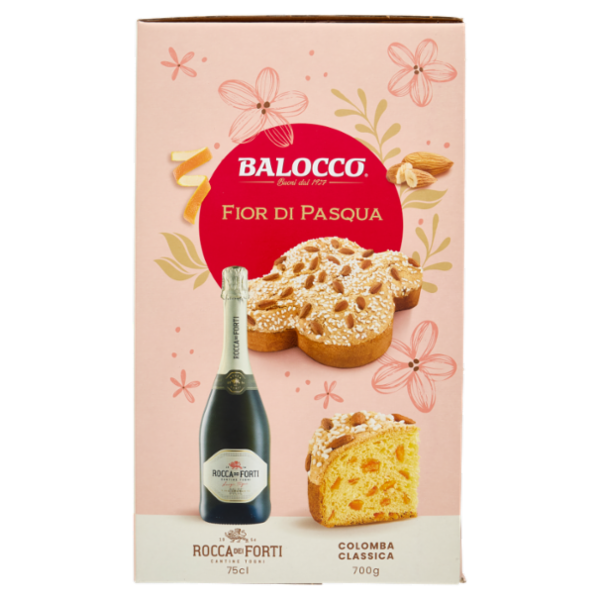 Balocco Fior di Pasqua Colomba Classica 700 g + Rocca dei Forti Vino Spumante Dolce 75 cl