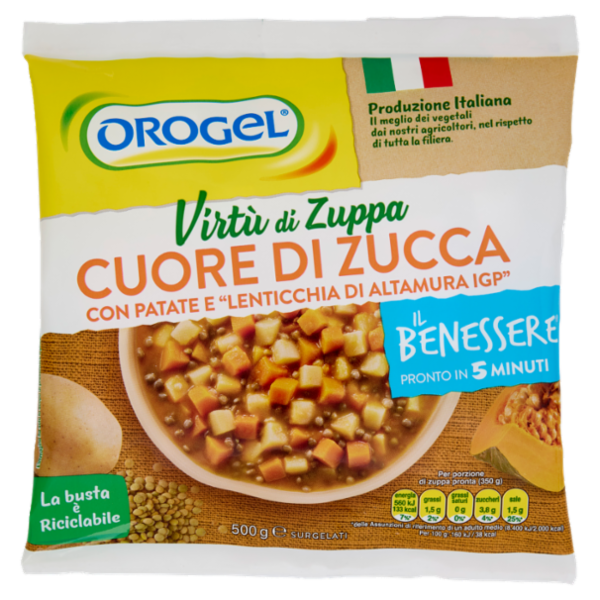 Orogel Il Benessere Virtù di Zuppa Cuore di Zucca Surgelati 500 g