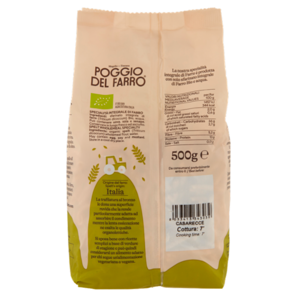 Poggio del Farro Specialità Integrale di Farro Bio Casarecce 500 g