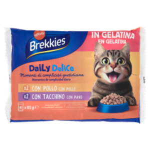 Brekkies Daily Delice In Gelatina Con Pollo, Con Tacchino 4 x 85 g