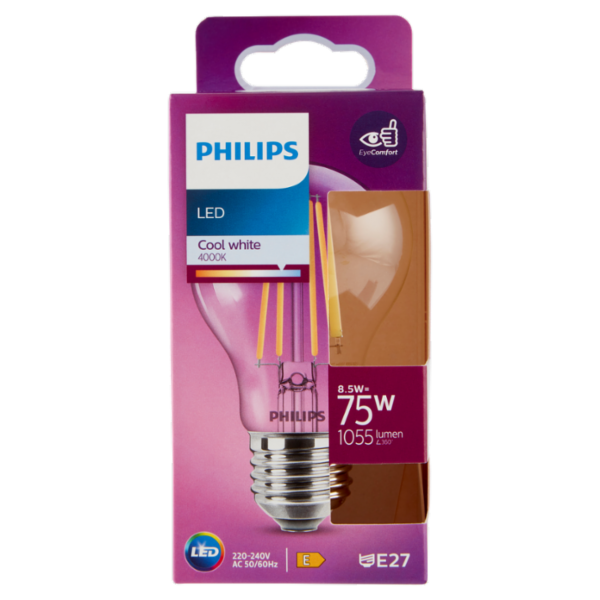 Philips Led goccia filamento 75W E27 4000K non dim