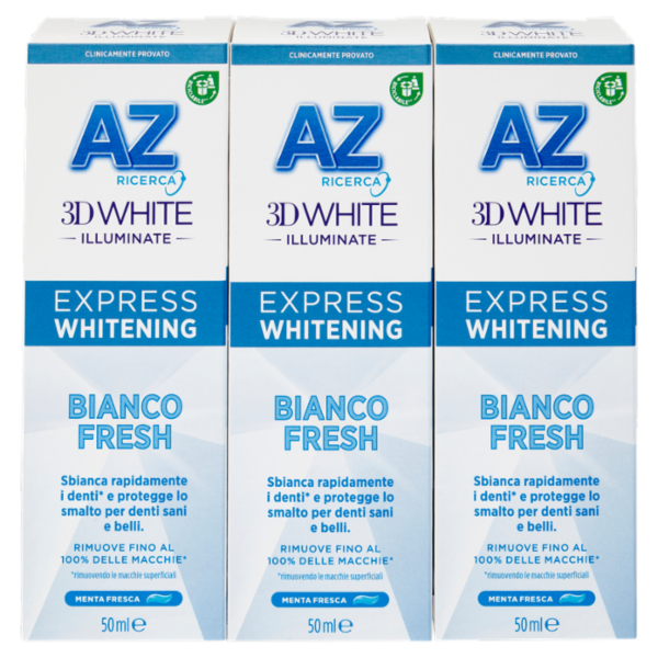 AZ Ricerca Dentifricio 3D White Illuminate Express Whitening Bianco Fresh 3 x 50 ml