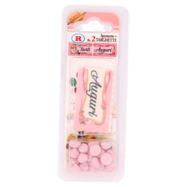 Rebecchi Spumette Rosa + n.2 Targhette Tanti Auguri 15 g