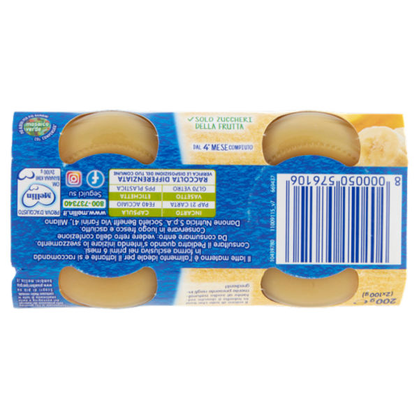MELLIN Omogeneizzato di Frutta Kiwi e Banana 2 x 100 g