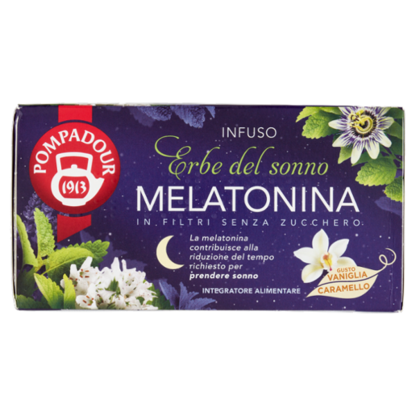 Pompadour Infuso Erbe del sonno Melatonina in Filtri Senza Zucchero bustine 18 x 2 g
