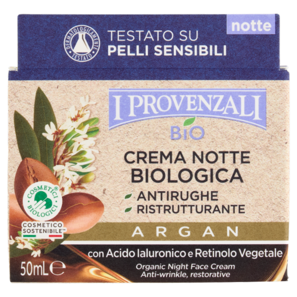 I Provenzali Bio Crema Notte Biologica Argan 50 mL