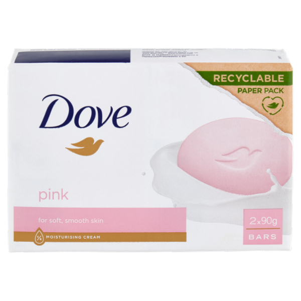 Dove pink for soft, smooth skin Bars 2 x 90 g