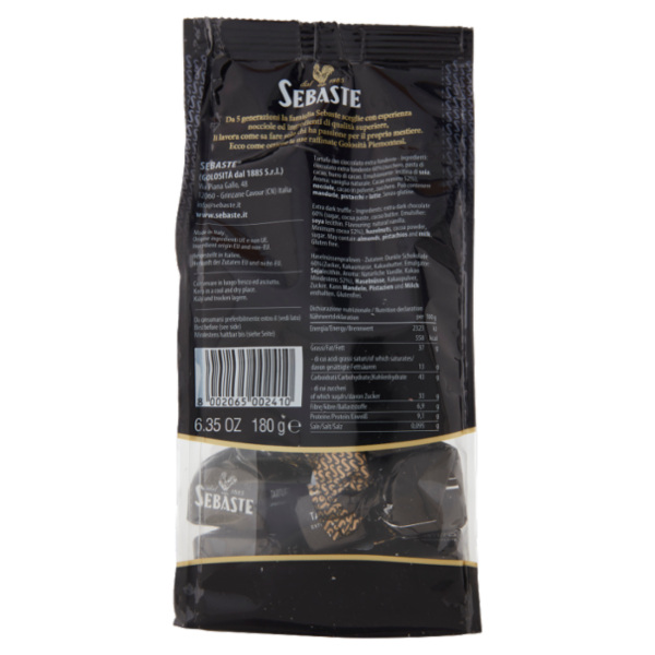 Sebaste Tartufi Extrafondenti con Nocciole 180 g