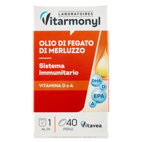 Laboratoires Vitarmonyl Olio di Fegato di Merluzzo Sistema immunitario 40 perle 30,8 g