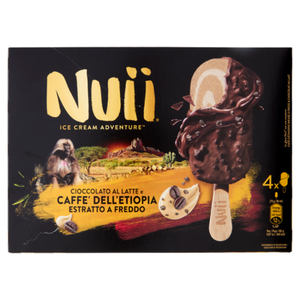 NUII Cioccolato al Latte & Caffè dell'Etiopia estratto a freddo 4x70g