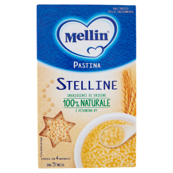 MELLIN Pastina 100% Naturale Stelline con farina Grano Tenero 320 g