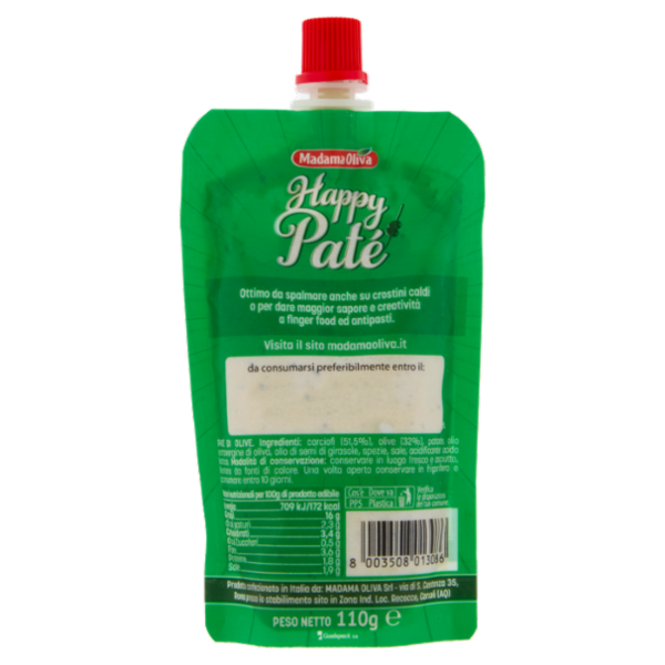 Madama Oliva Happy Paté Paté di Olive e Carciofi 110 g