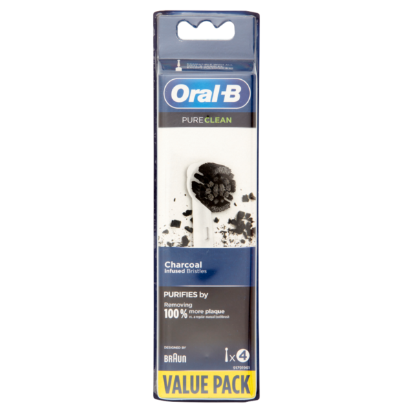 Oral-B Power Pure Clean Testine Ricambio Spazzolino Elettrico Ricaricabile-4 Refills Setole Carbone